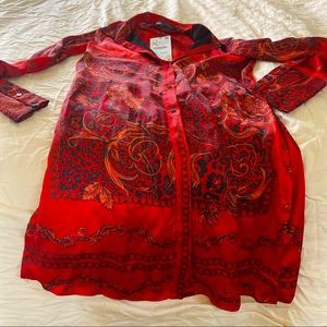 Shirt dress from zara with double layer in front acts as tied belt